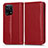 Custodia Portafoglio In Pelle Cover con Supporto C03X per Oppo Find X5 5G Rosso