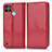 Custodia Portafoglio In Pelle Cover con Supporto C03X per Realme C21Y Rosso