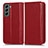 Custodia Portafoglio In Pelle Cover con Supporto C03X per Samsung Galaxy S22 Plus 5G Rosso