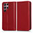 Custodia Portafoglio In Pelle Cover con Supporto C03X per Samsung Galaxy S22 Ultra 5G Rosso