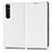 Custodia Portafoglio In Pelle Cover con Supporto C03X per Sony Xperia 1 III Bianco