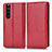 Custodia Portafoglio In Pelle Cover con Supporto C03X per Sony Xperia 1 III Rosso