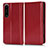 Custodia Portafoglio In Pelle Cover con Supporto C03X per Sony Xperia 1 IV Rosso