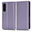 Custodia Portafoglio In Pelle Cover con Supporto C03X per Sony Xperia 1 IV SO-51C Viola