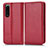 Custodia Portafoglio In Pelle Cover con Supporto C03X per Sony Xperia 5 III Rosso