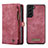 Custodia Portafoglio In Pelle Cover con Supporto C04S per Samsung Galaxy S23 5G Rosso