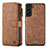 Custodia Portafoglio In Pelle Cover con Supporto C05S per Samsung Galaxy S22 Plus 5G Marrone