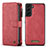 Custodia Portafoglio In Pelle Cover con Supporto C05S per Samsung Galaxy S22 Plus 5G Rosso