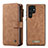 Custodia Portafoglio In Pelle Cover con Supporto C05S per Samsung Galaxy S22 Ultra 5G Marrone