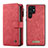 Custodia Portafoglio In Pelle Cover con Supporto C05S per Samsung Galaxy S22 Ultra 5G Rosso