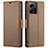 Custodia Portafoglio In Pelle Cover con Supporto C05S per Xiaomi Redmi Note 12 4G Marrone