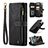 Custodia Portafoglio In Pelle Cover con Supporto C07S per Samsung Galaxy S21 Ultra 5G Nero