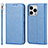 Custodia Portafoglio In Pelle Cover con Supporto D01T per Apple iPhone 13 Pro Blu