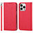 Custodia Portafoglio In Pelle Cover con Supporto D01T per Apple iPhone 14 Pro Max Rosso