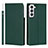 Custodia Portafoglio In Pelle Cover con Supporto D01T per Samsung Galaxy S22 5G Verde
