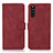 Custodia Portafoglio In Pelle Cover con Supporto D01Y per Sony Xperia 10 III Lite Rosso