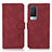 Custodia Portafoglio In Pelle Cover con Supporto D01Y per Vivo V21e 5G Rosso