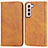 Custodia Portafoglio In Pelle Cover con Supporto D03T per Samsung Galaxy S21 5G Marrone Chiaro