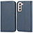 Custodia Portafoglio In Pelle Cover con Supporto D03T per Samsung Galaxy S21 FE 5G Blu