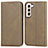 Custodia Portafoglio In Pelle Cover con Supporto D03T per Samsung Galaxy S21 Plus 5G Khaki