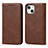 Custodia Portafoglio In Pelle Cover con Supporto D04T per Apple iPhone 13 Marrone