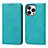 Custodia Portafoglio In Pelle Cover con Supporto D04T per Apple iPhone 13 Pro Ciano