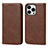 Custodia Portafoglio In Pelle Cover con Supporto D04T per Apple iPhone 13 Pro Marrone