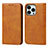 Custodia Portafoglio In Pelle Cover con Supporto D04T per Apple iPhone 13 Pro Marrone Chiaro