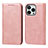 Custodia Portafoglio In Pelle Cover con Supporto D04T per Apple iPhone 15 Pro Max Rosa