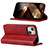 Custodia Portafoglio In Pelle Cover con Supporto D05T per Apple iPhone 15 Plus Rosso