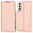 Custodia Portafoglio In Pelle Cover con Supporto D05T per Samsung Galaxy S22 Plus 5G Oro Rosa