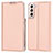 Custodia Portafoglio In Pelle Cover con Supporto D05T per Samsung Galaxy S23 Plus 5G Oro Rosa