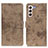 Custodia Portafoglio In Pelle Cover con Supporto D05Y per Samsung Galaxy S21 FE 5G Khaki