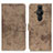 Custodia Portafoglio In Pelle Cover con Supporto D05Y per Sony Xperia PRO-I Khaki