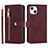 Custodia Portafoglio In Pelle Cover con Supporto D06T per Apple iPhone 14 Plus Rosso