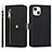 Custodia Portafoglio In Pelle Cover con Supporto D06T per Apple iPhone 15 Plus Nero