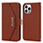 Custodia Portafoglio In Pelle Cover con Supporto D07T per Apple iPhone 15 Pro Marrone