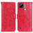 Custodia Portafoglio In Pelle Cover con Supporto D07Y per Realme C21 Rosso