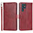 Custodia Portafoglio In Pelle Cover con Supporto D09T per Samsung Galaxy S21 Ultra 5G Rosso