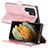 Custodia Portafoglio In Pelle Cover con Supporto D10T per Samsung Galaxy S23 Ultra 5G Oro Rosa