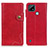 Custodia Portafoglio In Pelle Cover con Supporto D10Y per Realme C21 Rosso