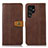 Custodia Portafoglio In Pelle Cover con Supporto D11T per Samsung Galaxy S21 Ultra 5G Marrone