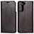 Custodia Portafoglio In Pelle Cover con Supporto D13T per Samsung Galaxy S21 5G Marrone