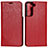 Custodia Portafoglio In Pelle Cover con Supporto D13T per Samsung Galaxy S21 5G Rosso