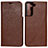 Custodia Portafoglio In Pelle Cover con Supporto D13T per Samsung Galaxy S22 Plus 5G Marrone Chiaro