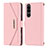 Custodia Portafoglio In Pelle Cover con Supporto DT1 per Sony Xperia 5 III SO-53B Rosa