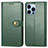 Custodia Portafoglio In Pelle Cover con Supporto F01 per Apple iPhone 14 Pro Verde