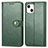 Custodia Portafoglio In Pelle Cover con Supporto F01 per Apple iPhone 15 Verde