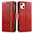 Custodia Portafoglio In Pelle Cover con Supporto F03 per Apple iPhone 13 Mini Rosso