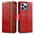 Custodia Portafoglio In Pelle Cover con Supporto F03 per Apple iPhone 13 Pro Max Rosso
